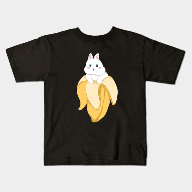 Pop Up Bunny inside Banana _ Bunniesmee Kids T-Shirt by GambarGrace